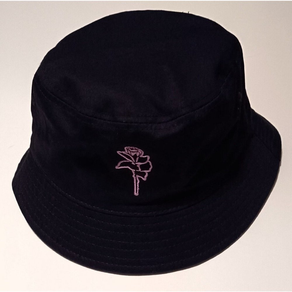 BSR by Samii Ryan Lust Black Bucket Hat Rose Pattern NWOT